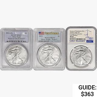 [3] 2011-2021 Silver Eagle NGC,PCGS MS69/70 Type 1