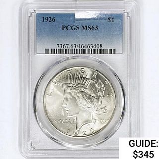 1926 Silver Peace Dollar PCGS MS63 