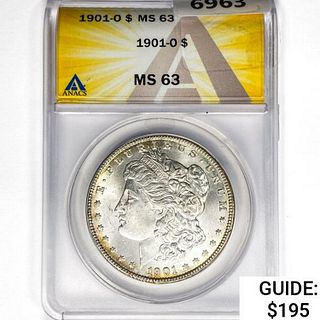 1901-O Morgan Silver Dollar ANACS MS63 