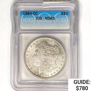1884-CC Morgan Silver Dollar ICG MS63 