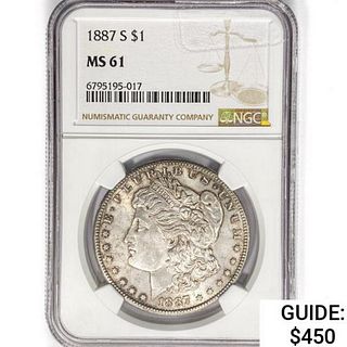 1887-S Morgan Silver Dollar NGC MS61 