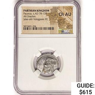 78-120 c.AD AR Drachm NGC Ch AU Parthian Kingdom