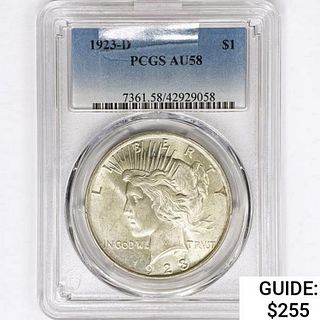 1923-D Silver Peace Dollar PCGS AU58 