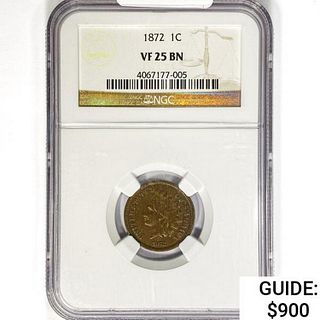 1872 Indian Head Cent NGC VF25 BN