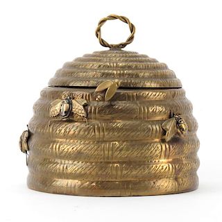 Vintage Mottahedeh Brass Beehive Lidded Box