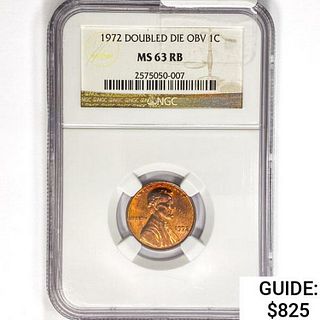 1972 DDO Lincoln Memorial Cent NGC MS63 RB