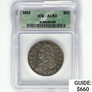 1833 Capped Bust Half Dollar ICG AU50 