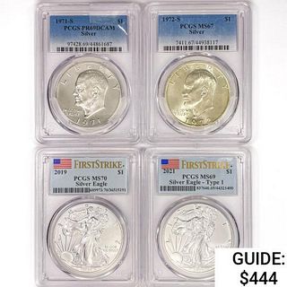 [4] US Varied Silver Coinage PCGS PR,MS 1971-2021