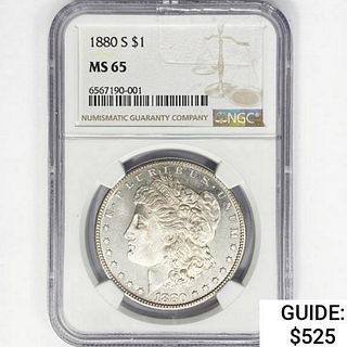 1880-S Morgan Silver Dollar NGC MS65 