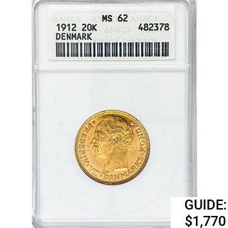 1912 20K 8.96g Denmark Gold ANACS MS62 