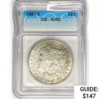 1887-S Morgan Silver Dollar ICG AU50 