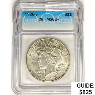 1928-S Silver Peace Dollar ICG MS62+ 