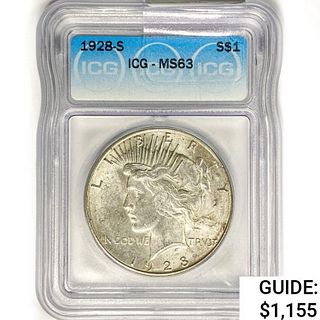 1928-S Silver Peace Dollar ICG MS63 