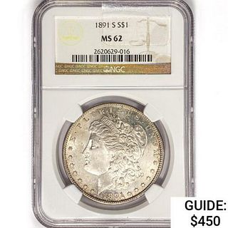 1891-S Morgan Silver Dollar NGC MS62 