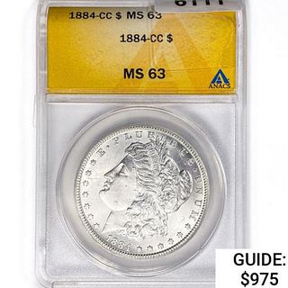 1884-CC Morgan Silver Dollar ANACS MS63 