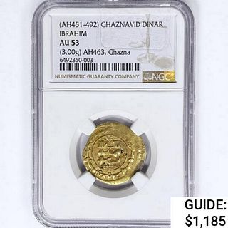 AH451-492 Ghaznavid Dinar Gold 3g NGC AU53 