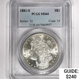 1881-S Morgan Silver Dollar PCGS MS64 