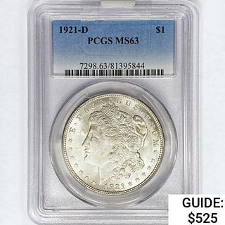 1921-D Morgan Silver Dollar PCGS MS63 