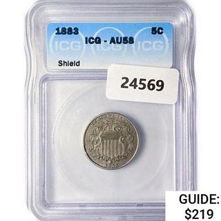1883 Shield Nickel ICG AU58 