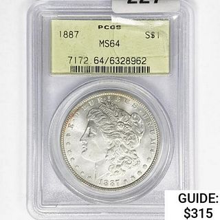 1887 Morgan Silver Dollar PCGS MS64 