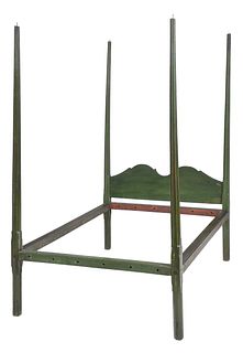 Federal Green Painted Roped Poster Bed