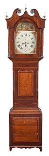 Nayler Pudsey Inlaid Oak and Mahogany Tall Case Clock
