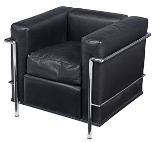 Le Corbusier "LC3" Leather and Chrome Lounge Chair
