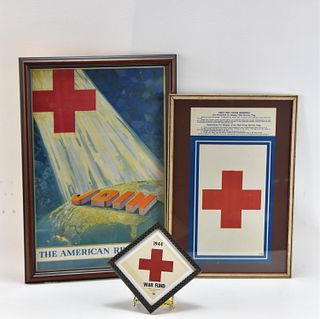 WWI ERA 'JOIN' THE AMERICAN RED CROSS FRAMED POSTER & MORE