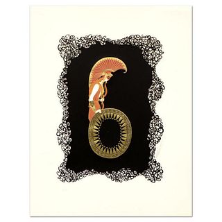Erte (1892-1990), "Numeral 6" Limited Edition Serigraph, Numbered and Hand Signed with Certificate of Authenticity.