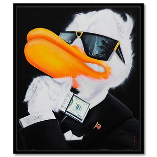 Viqa- Original Oil on Canvas with Collage "Donald Duck Boss"