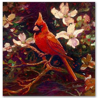 Cardinal Limited Edition Giclee on Canvas by Simon Bull, Numbered and Signed. This piece comes Gallery Wrapped.