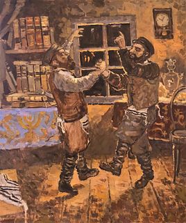 Boris Tyomkin- Oil on canvas "Jewish Dance"