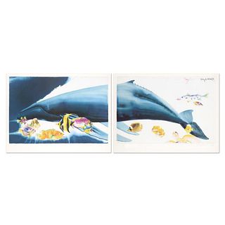 I Want To Dive Into Your Ocean (Diptych) Limited Edition Lithograph (62" x 21") by Wyland and Tracey Taylor, Numbered and Hand Signed with Certificate