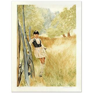 William Nelson, "Girl in Meadow" Limited Edition Serigraph, Numbered and Hand Signed by the Artist.