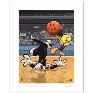 Sylester & Tweety Basketball Limited Edition Giclee from Warner Bros., Numbered with Hologram Seal and Certificate of Authenticity.