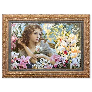Slava Morgun, "Floral Fantasy" Framed Original Oil Painting on Canvas, Hand Signed with Letter of Authenticity.