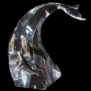Kitty Cantrell, "Humpback Dance" Limited Edition Mixed Media Lucite Sculpture with COA.