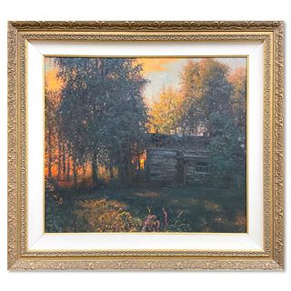 Anton Stekolschikov, "Evening" Framed Original Oil Painting on Canvas, Hand Signed with Letter of Authenticity.