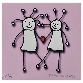 Paul Kostabi, "SPRKL Love (Pink)" Hand Signed Limited Edition Giclee with Letter of Authenticity.