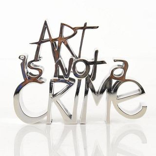 Mr. Brainwash- Resin Sculpture "Art Is Not a Crime (Silver)"