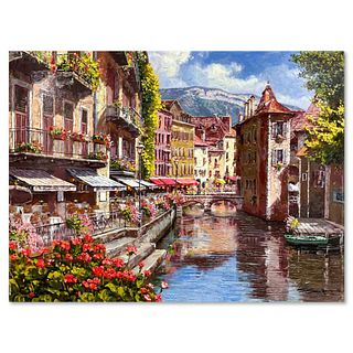 Sam Park, "Afternoon in Annecy" Hand Embellished Limited Edition Publisher's Proof on Canvas, Numbered and Hand Signed with Letter of Authenticity.
