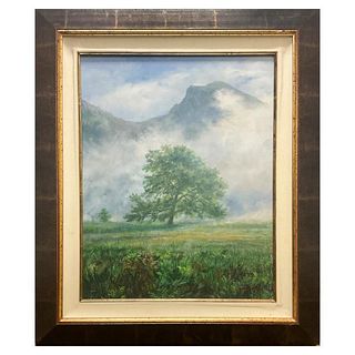 Lin Jian, "Mountain Fern" Framed Original Oil Painting on Canvas, Hand Signed with Letter of Authenticity.