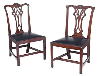 Two British Chippendale Mahogany Side Chairs