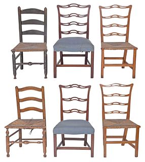 Group of Six American 18th Century Side Chairs