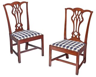 Pair of Philadelphia Chippendale Cherry Side Chairs