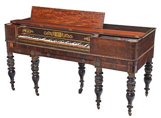 New York Classical Stencil Decorated Rosewood Piano by John Tallman