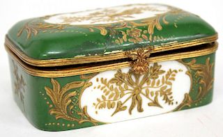 French Ormolu & Porcelain Jewelry Box