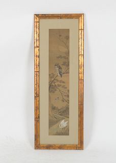 A Japanese Painting on Silk, Owl 