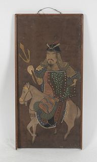 A Korean Minhwa, Folk Art Painting, Warrior on Horseback 