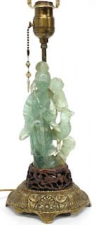 Chinese Carved Fluorite Guanyin, Mounted as Lamp